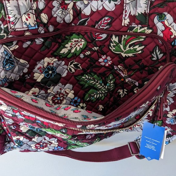 Vera Bradley Bordeaux Blooms Iconic Weekender Travel Bag - Picture 7 of 15